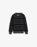 Детский хлопковый свитер с полосатым принтом Scalpers, темно-синий - фото