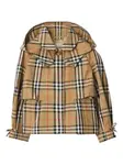 Плащ с капюшоном Check Burberry Kids, бежевый - фото