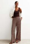 Брюки New Look STRIPED DRAWSTRING WAIST WIDE LEG, Brown Pattern/Brown - фото
