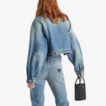 Укороченная джинсовая куртка с логотипом Prada, синий - фото 4