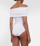 Трикотажное боди с открытыми плечами ALAÏA, белый - фото 4