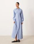 Длинное платье-рубашка ASOS DESIGN в синюю полоску - фото 3