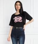 Футболка женская Dsquared2 свободного кроя с принтом, черный - фото 3