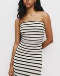 Платье миди в полоску Pull&Bear Knit в цвете экрю/черный - фото 2