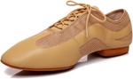 Мужские бальные туфли для латинских танцев, сальсы, вальса, танго с невысоким стандартным каблуком Zhcrcfirm, Apricot - фото