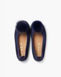 Кожаные балетки для девочки с помпоном Pisamonas, темно-синий - фото 5
