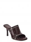 Burberry Leather Zipper Stiletto Mule Sandals, Poison - фото 2