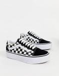 Черно-белые кроссовки на платформе Vans Checkerboard Old Skool - фото