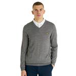 Свитер Lyle & Scott Tonal Eagle V Neck, серый - фото