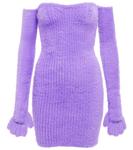 Мини-платье с фактурной отделкой и перчатками Off-White, Lilac - фото