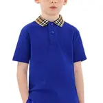 Детские поло Burberry, синий - фото 6