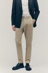 Хлопковые брюки-чинос облегающего кроя H&M, бежевый - фото 4