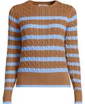 Женский свитер Drifter Modern Cable Crew Lands' End, Canyon camel/blue stripe - фото 3