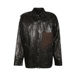 Куртка Rick Owens Distressed Denim Jacket Black/Brown/Black, черный - фото