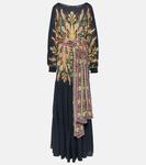 Многоярусное платье с принтом Etro, Print On Black Base - фото