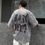 Футболка унисекс Qnxeey, постиранный серый [В комплекте один фирменный шорт случайной модели] - фото 8