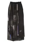 Юбка с абстрактным принтом и драпировкой Y's, черный - фото