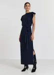 Длинное платье с узлом Calliope, Blu Notte - фото