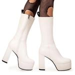 Ботинки до икры на платформе Going Under с широкой посадкой Lamoda, белый - фото 3