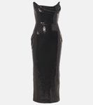 Платье-бюстье с пайетками Alex Perry, темно-синий - фото