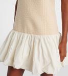 Мини-платье из твида и фая Patou, Snowberry White - фото 5