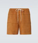 Замшевые шорты Auralee, кэмел - фото