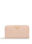 Сафьяновый кошелек с логотипом Prada, розовый - фото