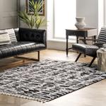 Ковер nuLOOM, 122 x 183 см, Cosette Abstract High Low Textussle, Light Grey - фото