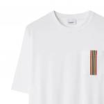 Футболка Burberry Icon Stripe Ellison с карманом, белая - фото 8