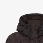 Куртка-пуховик с принтом FF FENDI, коричневый - фото 8