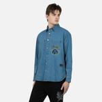 Рубашка мужская джинсовая синяя Evisu, синий - фото 3