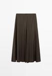 Юбка Massimo Dutti MIDI WITH POCKETS , Mottled Dark Brown - фото 6