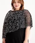Платье-накидка с бисером Plus Size MSK, черный - фото 4