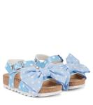 Сандалии в горошек, украшенные бантом Monnalisa, синий - фото