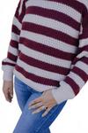 Сэди полосатый свитер в бежево-бордовом цвете Blu Pepper - фото 2