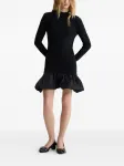 Платье мини в рубчик с оборками PATOU, черный - фото 2