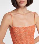 Кружевное боди Laquan Smith, апельсин - фото 4