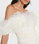 Мини-платье с отделкой из перьев Giuseppe di Morabito, Milk White - фото 4
