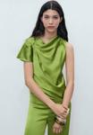 Блуза WITH DRAPED DETAIL - Top Mango, зеленый - фото