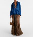 Блузка со сборками Saint Laurent, Petrol - фото 2