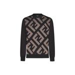 Джемпер из шерсти FF-jacquard FENDI, коричневый - фото