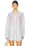Льняная рубашка в стиле бойфренд Playa от Vitamin A, tidal stripe - фото 2