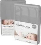 Простыня на резинке 120х120 см трикотаж серая Sämann - фото