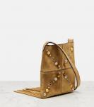 Нелькот маленькая бахромами сумка через плечо из замши Valentino Garavani, Havana Beige - фото 4