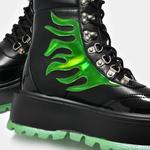 Ботинки на шнуровке KOI CHA CHA CHA Hologram Flame Boots, черный/зеленый - фото 4