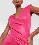 Мини-платье с рюшами Balmain, фуксия - фото 4