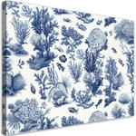 Картина арт-принт KUNSTLOFT Fish and Corals 2, синий - фото