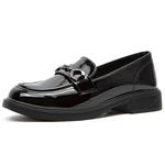 Балетки Лоферы 5 см Женские Черные OMS, Черные с Золотой Пряжкой - фото 7