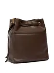 Drawstring leather bucket bag PINKO, коричневый - фото 2