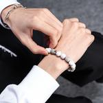 FOUNDIN Браслеты White Turquoise Matte Silver Line Stone Unisex - фото 8